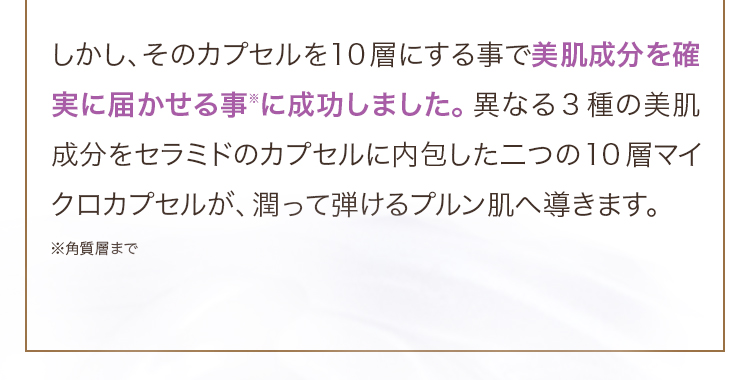 美肌成分を確実に届かせる事に成功